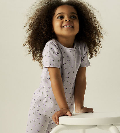 Name It Leggings - Rib - NmfHofie - Misty Lilac m. Blomster