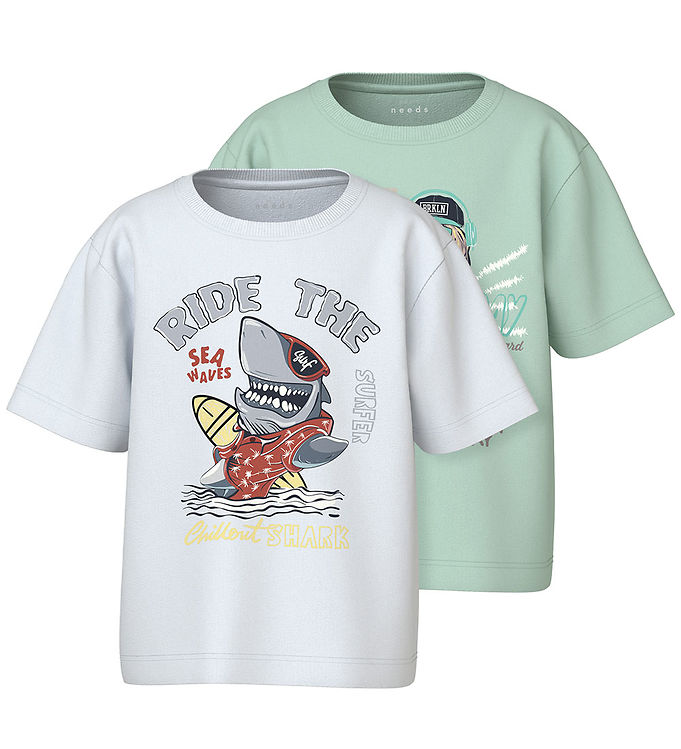 Name It T-shirts - NmmVanyo - 2-pak - Honeydew/Bright White