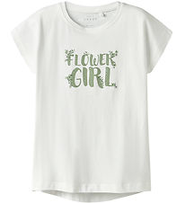 Name It T-shirt - NkfVigea - Bright White/Flower Girl Name It T-shirt - NkfVigea - Bright White/Flower Girl