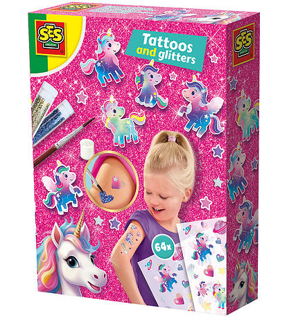 SES Creative Tatoveringer Og Glitter - Enhjørning