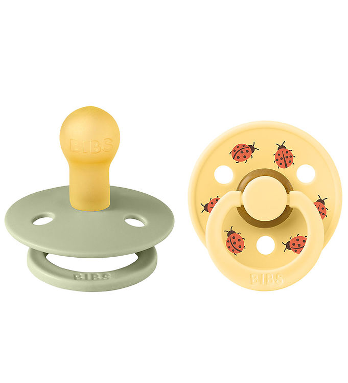 BIBS Studio Colour Rund Sut Naturgummi 2-Pak Str. 1 - Ladybug Sage Mix