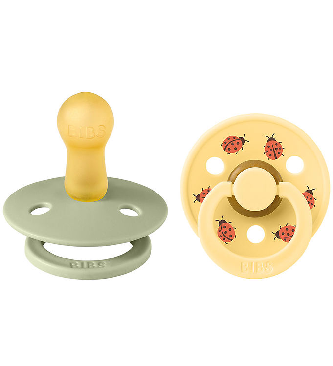 BIBS Rund Colour Sut - 2-Pak - Str. 2 - Naturgummi - Ladybug Studio - Sage Mix