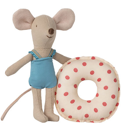 Maileg Mus - Strandmus m. Badering - Lillesøster - Røde Prikker Maileg Mus - Strandmus m. Badering - Lillesøster - Røde Prikker