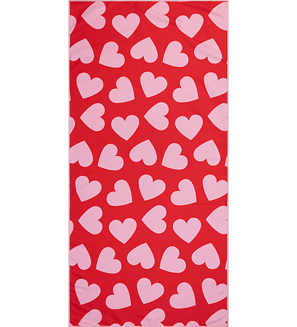 Swim Essentials Håndklæde - Microfiber - 135x65 cm - Red Hearts