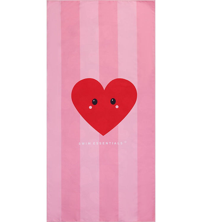 Swim Essentials Håndklæde - Microfiber - 135x65 cm - Red Hearts