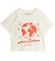 Mini Rodini T-Shirt - Society - Offwhite/Rød Mini Rodini T-Shirt - Society - Offwhite/Rød