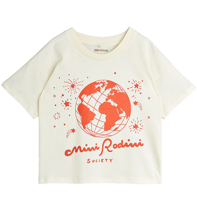 Mini Rodini T-Shirt - Society - Offwhite/Rød