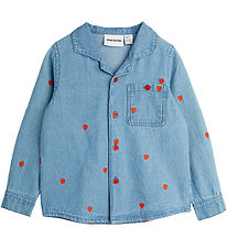Mini Rodini Skjorte - Denim - Blå m. Hjerter Mini Rodini Skjorte - Denim - Blå m. Hjerter