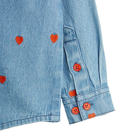 Chemise Mini Rodini - Denim - Bleu av. Cœurs Chemise Mini Rodini - Denim - Bleu av. Cœurs