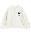 Mini Rodini Bluse - Strik - Offwhite m. Panda Mini Rodini Bluse - Strik - Offwhite m. Panda