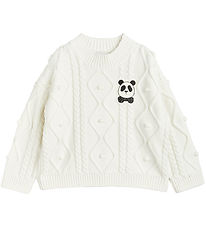 Mini Rodini Bluse - Strik - Offwhite m. Panda Mini Rodini Bluse - Strik - Offwhite m. Panda