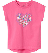 Name It T-shirt - NmfVigea - Carmine Rose/Heart Name It T-shirt - NmfVigea - Carmine Rose/Heart