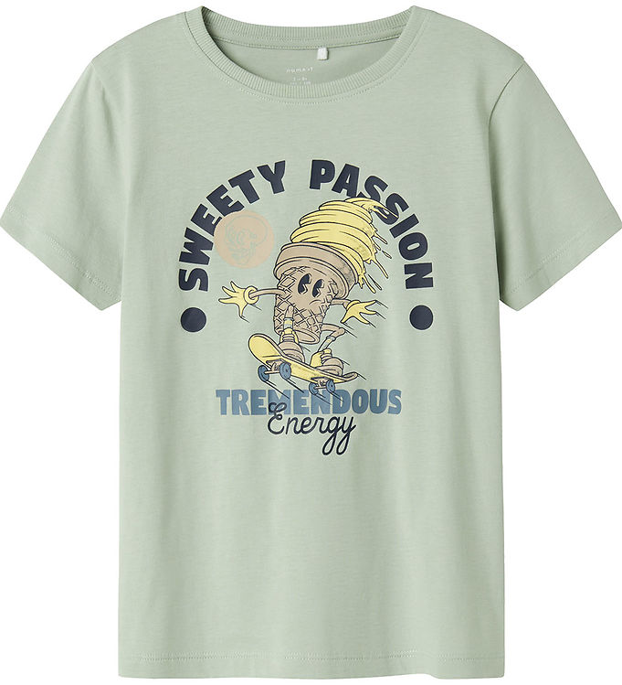 Name It T-shirt - NkmJalka - Aqua Gray/Lemon Meringue