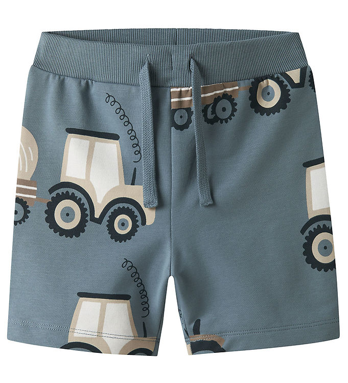 Name It Sweatshorts Blå Mirage Med Traktorprint - Str. 6y 116cm