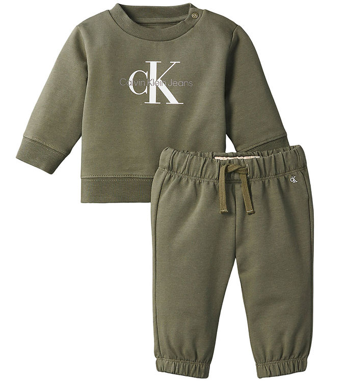 Calvin Klein Sweatsæt - Monogram - Dusty OliveGreen