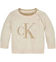 Calvin Klein Bluse - Strik - Floffy Logo - Whitecap Gray Calvin Klein Bluse - Strik - Floffy Logo - Whitecap Gray
