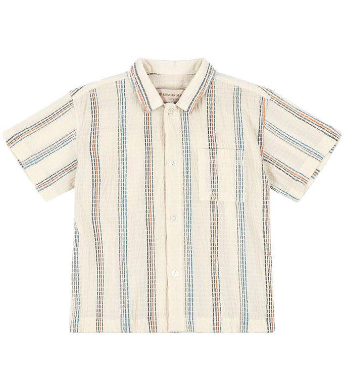Konges Sløjd Skjorte K/Æ - Vincent - Antique White m. Striber