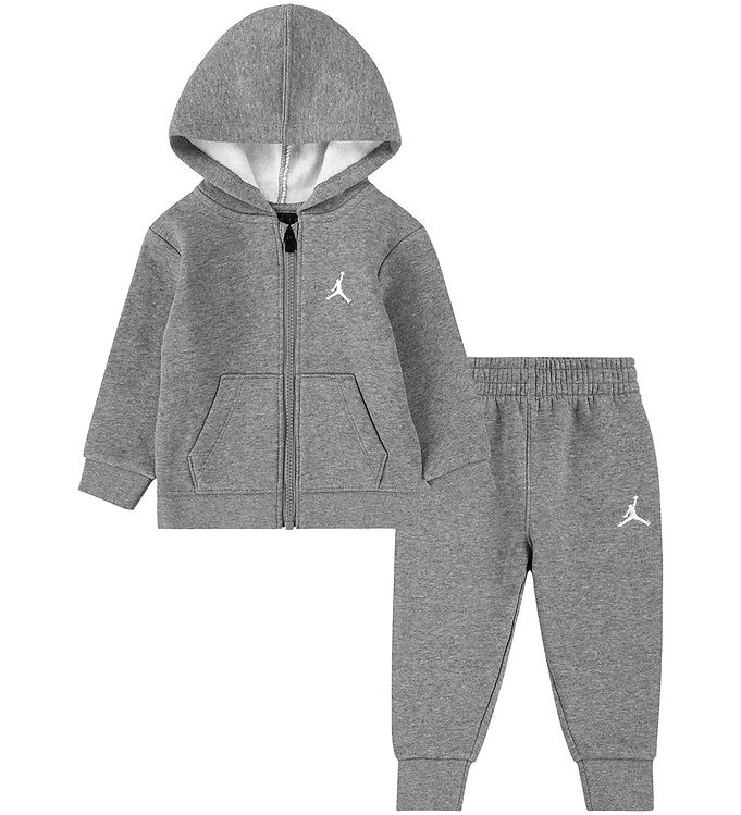 Jordan Sweatsæt - Cardigan/Sweatpants - Carbon Heather m. Logo