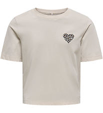 Kids Only T-shirt - Noos - KogRex - Pumice Stone/Leo Heart Kids Only T-shirt - Noos - KogRex - Pumice Stone/Leo Heart