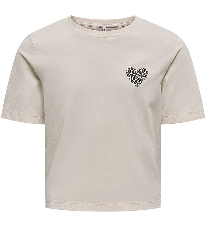 Kids Only T-shirt - Noos - KogRex - Pumice Stone/Leo Heart