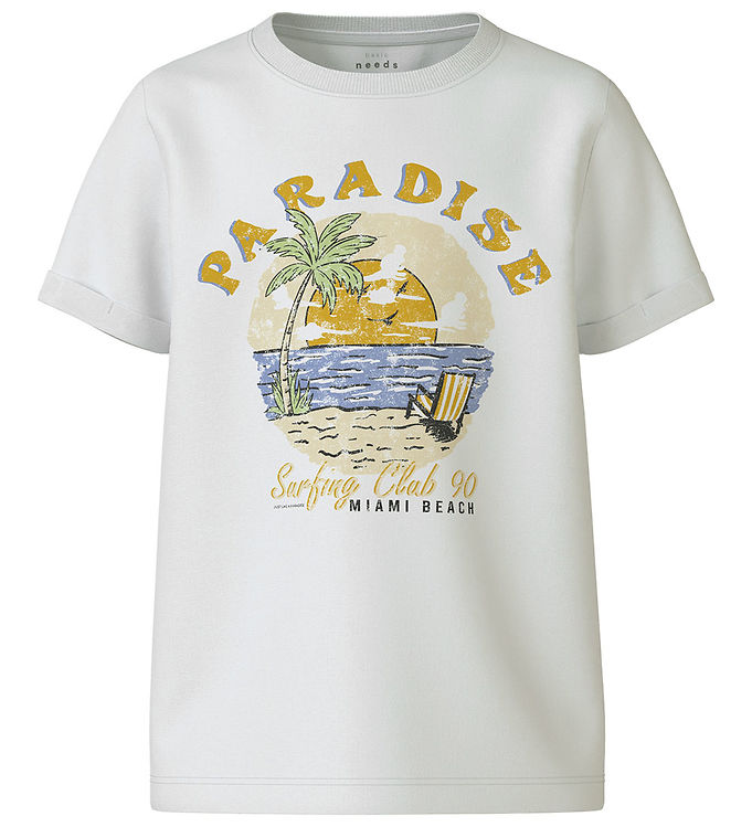 Name It T-shirt - NkmVux - Bright White/Paradise Club
