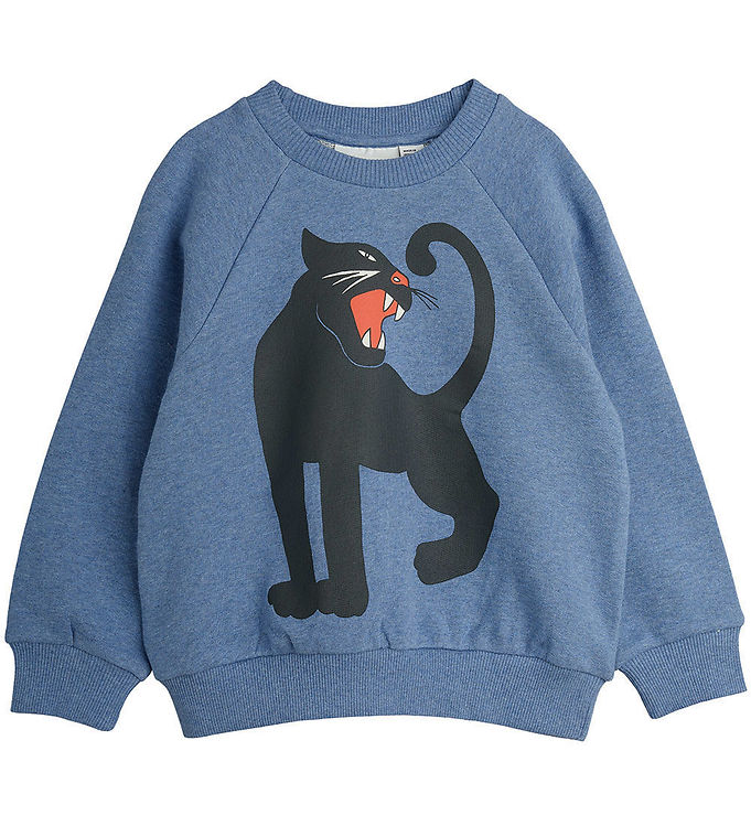 Mini Rodini Sweatshirt - Blåmeleret m. Panter
