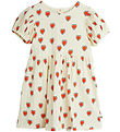 Mini Rodini Kjole - Rib - Offwhite m. Hjerter Mini Rodini Kjole - Rib - Offwhite m. Hjerter
