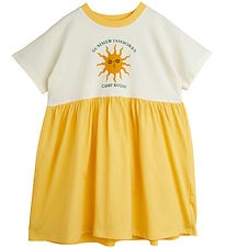 Mini Rodini Kjole - Gul/Offwhite m. Sol Mini Rodini Kjole - Gul/Offwhite m. Sol
