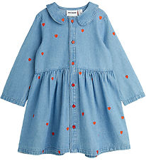 Mini Rodini Kjole - Denim - Blå m. Hjerter Mini Rodini Kjole - Denim - Blå m. Hjerter