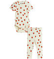 Mini Rodini Sæt - Leggings/Body k/æ - Rib - Offwhite m. Hjerter Mini Rodini Sæt - Leggings/Body k/æ - Rib - Offwhite m. Hjerter