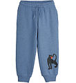 Mini Rodini Sweatpants - Blåmeleret m. Panter Mini Rodini Sweatpants - Blåmeleret m. Panter