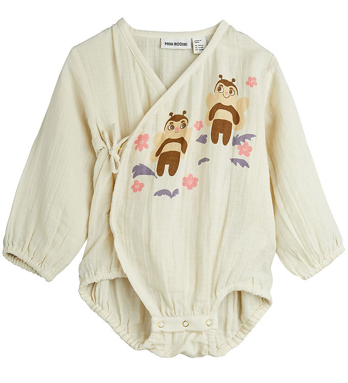 Mini Rodini Slå-om Body l/æ - Offwhite m. Bier