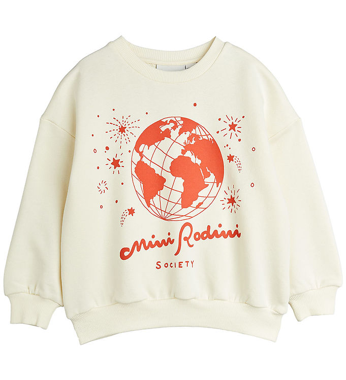 Mini Rodini Sweatshirt - Society - Offwhite/Rød