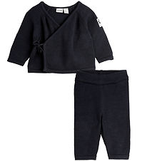 Mini Rodini Sæt - Bluse/Bukser - Strik - Sort Mini Rodini Sæt - Bluse/Bukser - Strik - Sort