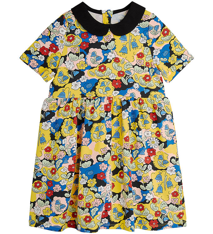 Mini Rodini Kjole - Gul m. Blomster