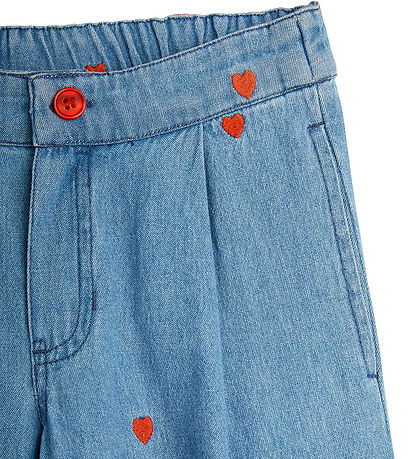 Mini Rodini Jeans - Blå m. Hjerter