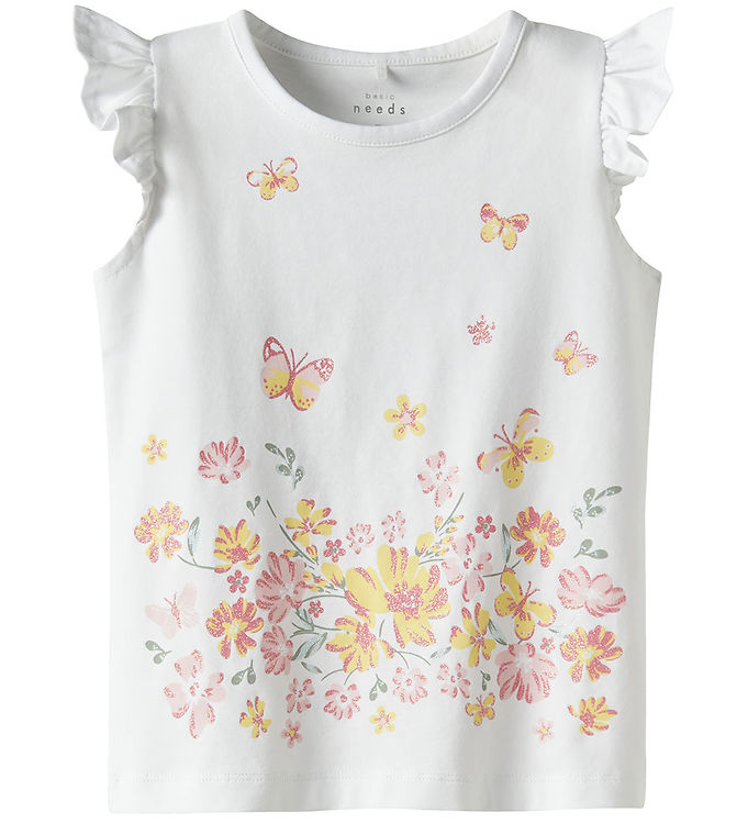 Name It Top - NmfVayana - Bright White/Yellow Flower