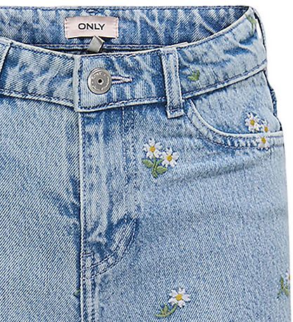 Kids Only Shorts - KogCobain -  Light Blue Denim/Flower Embroide