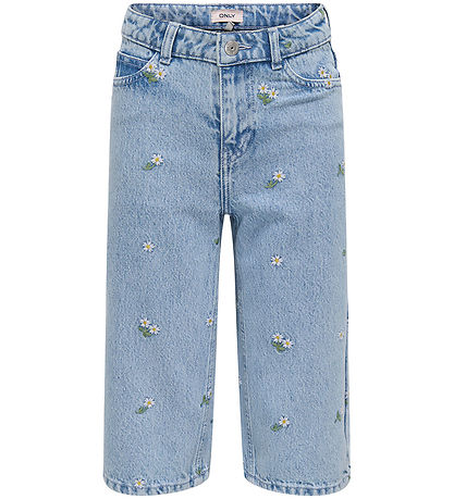 Kids Only Shorts - KogCobain -  Light Blue Denim/Flower Embroide