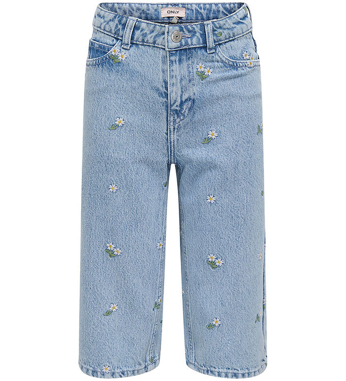Kids Only Shorts Light Blue Denim Flower Embroidery - Str. 13y 158cm