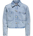 Kids Only Denimjakke - KogCassie - Light Blue Denim/Flower Embro Kids Only Denimjakke - KogCassie - Light Blue Denim/Flower Embro