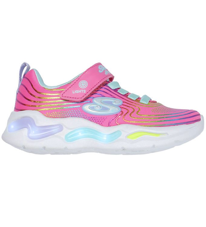 Skechers Sko m. Lys - Wavy Beams - Pink/Multi