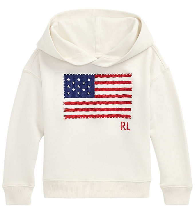Polo Ralph Lauren Hættetrøje - Hvid m. Flag