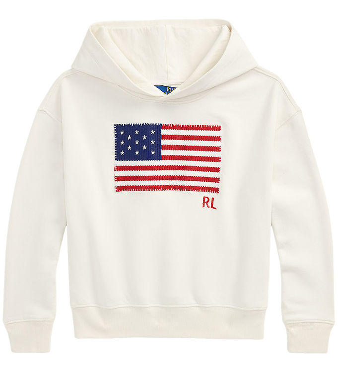Polo Ralph Lauren Hættetrøje - Hvid m. Flag