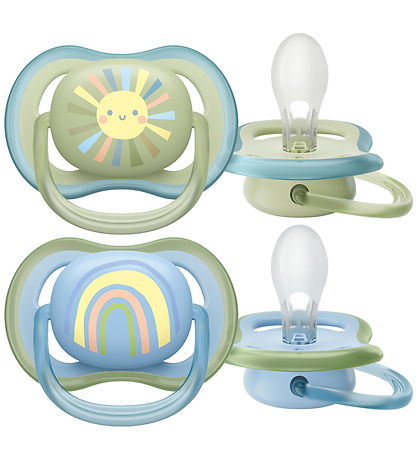 Philips Avent Pacifiers - 2-Pack - Ultra Air - Blue/Green w. Pri