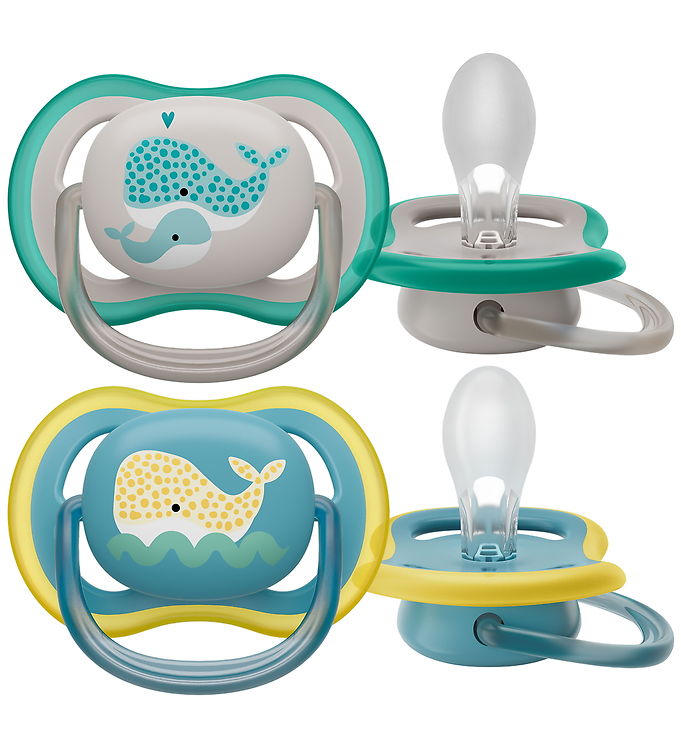 Philips Avent Sutter - 2-pak - Ultra Air - Blå/Grå m. Print