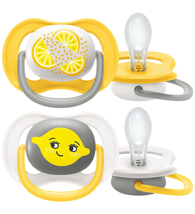Philips Avent Sutter - 2-pak - Ultra Air - Hvid/Gul m. Print
