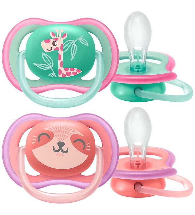 Philips Avent Sutter - 2-pak - Ultra Air - Rosa/Grøn m. Print