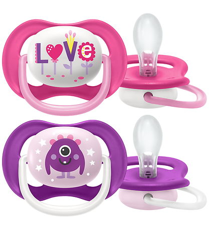 Philips Avent Sutter - 2-pak - Ultra Air - Lilla/Pink m. Print