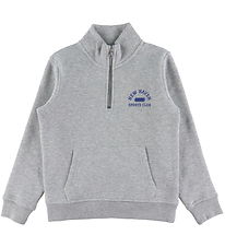 GANT Sweatshirt - Graphic Half Zip - Lysegråmeleret GANT Sweatshirt - Graphic Half Zip - Lysegråmeleret